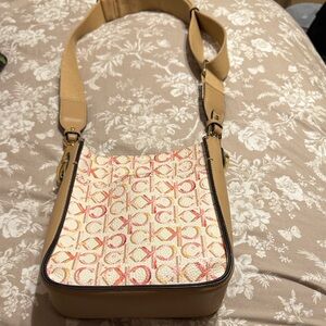Calvin Klein Beige and Red Crossbody Bag